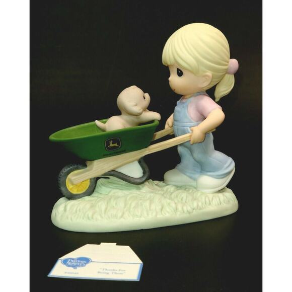 John Deere Precious Moments "Thanks For Being There" Girl & Wheelbarrow 840040 - Picture 1 of 11